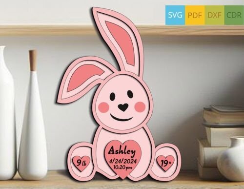 Letrero Laser Para Anunciar El Nacimiento De Un Conejito Creativo Digital